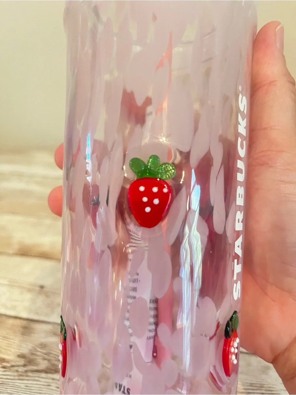 Starbucks Pink Cold Glass Cup 2026 Strawberries🎀